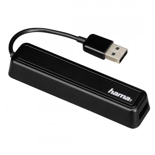 Hub USB Hama 00012167, 4x USB 2.0 Tip A, Black