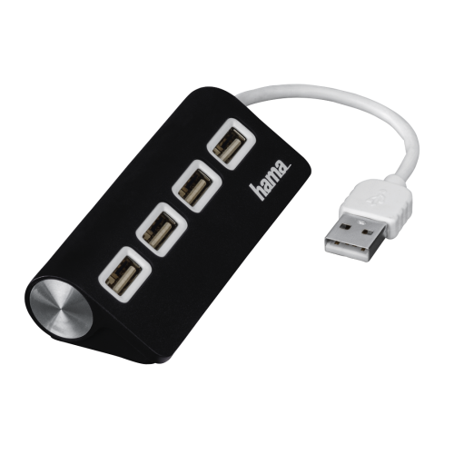 Hub USB Hama 00012177, 4x USB 2.0 Tip A, Black-White