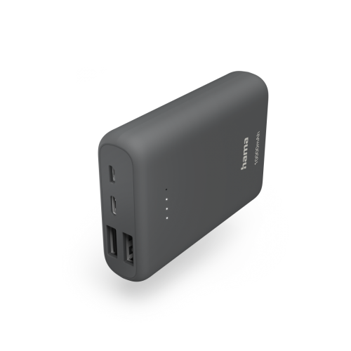 Baterie portabila Hama 00086413, 10000mAh, 2 x USB-A, 1 x USB-C, Grey