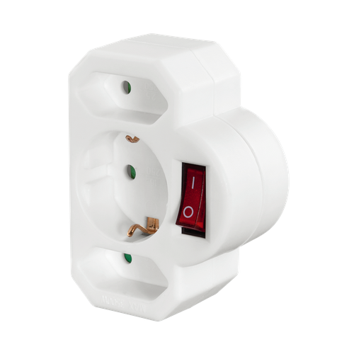Adaptor priza Hama 00108846, 2 x CEE 7/16 Type C, 1 x Schuko, White