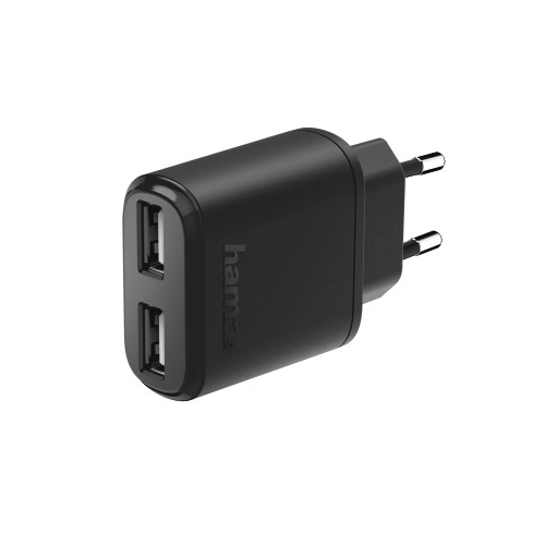Incarcator retea Hama 00173623, 2x USB-A, 2.4A, Black