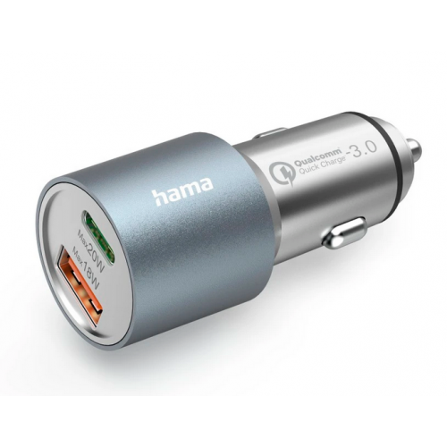 Incarcator auto Hama 00201639, 1x USB-A, 1x USB-C, 38W, Silver