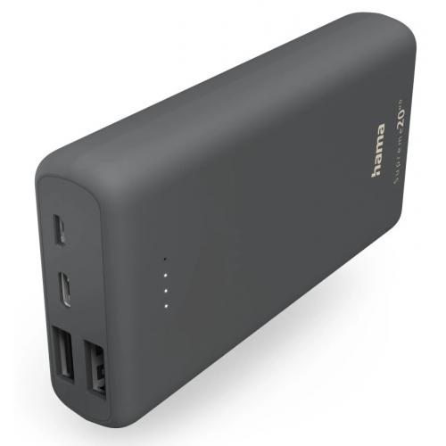 Baterie portabila Hama Supreme 20HD 00201669, 20000 mAh, 2x USB-A, 1x USB-C, Grey