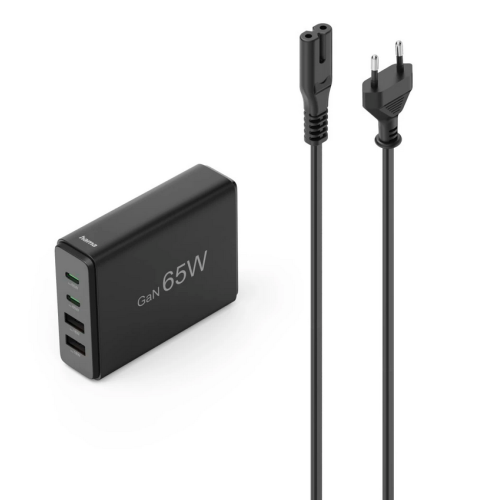 Alimentator Hama GaN, 2 x USB-C, 2 x USB-A, 65 W, Black