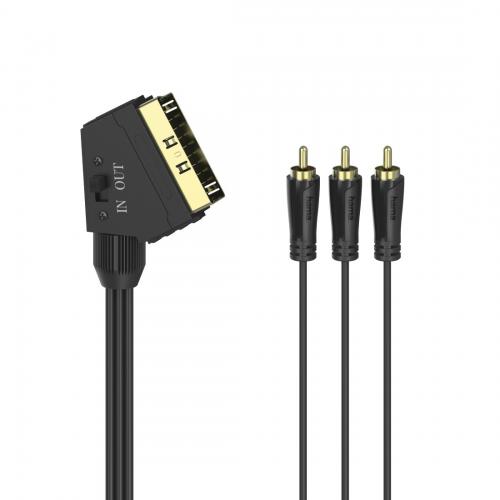 Cablu Hama 00205156, Scart - 3x RCA, 1.5m, Black