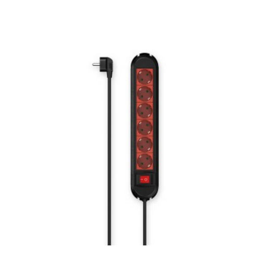 Prelungitor Hama 00223039, 6x Shucko, 1.5m, Black-Red