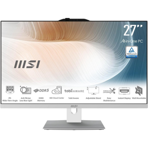 Calculator MSI Modern AM272P 1M-837DE AIO, Intel Core 7 150U, 27inch, RAM 16GB, SSD 1TB, Intel Graphics, Windows 11, Layout DE, White