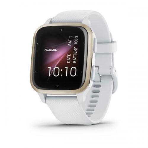Ceas Smartwatch Garmin Venu SQ2 - Cream Gold Bezel with White Case, Silicone Band 20mm, NFC, GPS, 5 ATM Water Proof