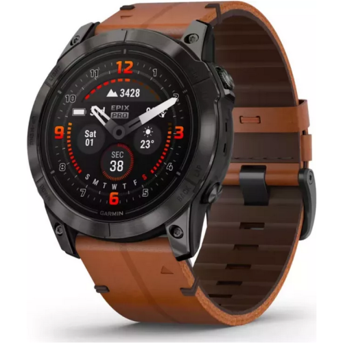 SmartWatch Garmin Epix Pro (Gen 2) - Sapphire Edition, 1.4 inch, Curea silicon, Carbon Grey-Chestnut