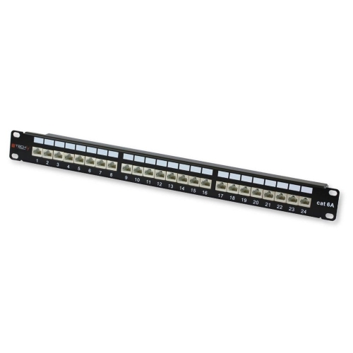 Patch Panel Techly 022908, 19inch, 1U, 24 porturi, Cat6a, STP, Black