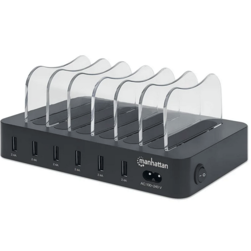 Statie de incarcare Manhattan 102254, 6 x USB-A, Black