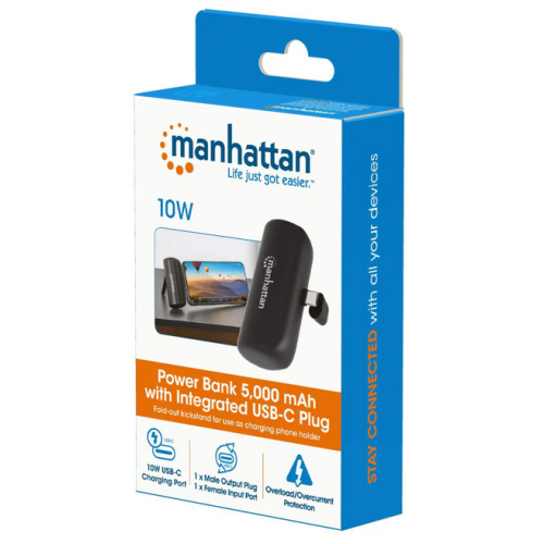 Baterie portabila Manhattan 102636, 5000 mAh, USB-C, Black