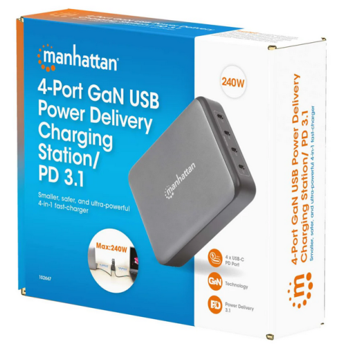 Docking Station Manhattan 102667, 4 x USB-C, Black