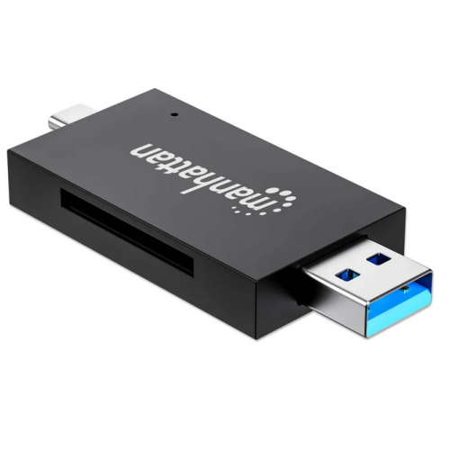 Card Reader Manhattan 102735, USB-A/USB-C, Black