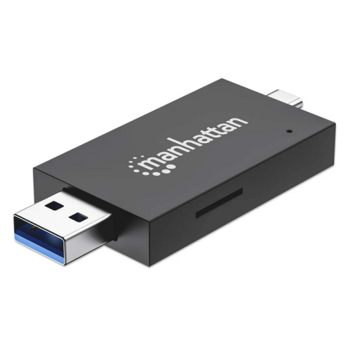 Card Reader Manhattan 102735, USB-A/USB-C, Black
