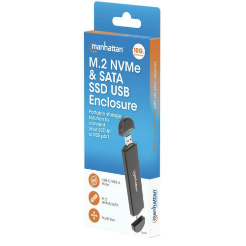 Rack SSD Manhattan 130639, USB-C/USB-A, SATA3, M.2 NVMe, Black