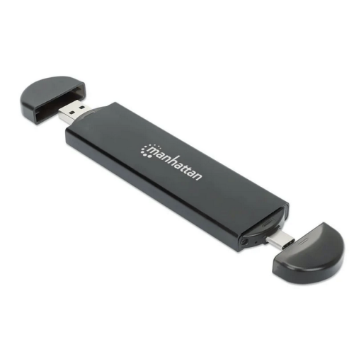 Rack SSD Manhattan 130639, USB-C/USB-A, SATA3, M.2 NVMe, Black