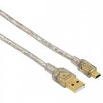Cablu de date Hama 00039744, USB - Mini USB, 0.75m, Clear