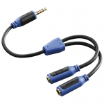 Cablu audio Hama Super Soft 00054477, 2x 3.5mm jack male - 2x 3.5mm jack female, Black-Blue