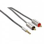 Cablu audio Hama AluLine, 3.5mm jack - 2x RCA, 1m, Gray
