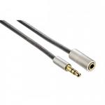 Cablu audio Hama AluLine, 3.5mm male - 3.5mm jack female, 2m, Black