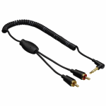 Cablu audio Hama Flexi-Slim Coiled 00122303, 2x RCA - 3.5mm jack, 0.75m, Black