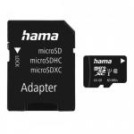 Memory Card microSDXC Hama 00124152 64GB, Class 10, UHS-I U1, V10 + Adaptor SD