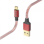 Cablu de date Hama Reflective, USB Tip A - Micro USB, 1.5m, Red