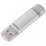 Stick memorie Hama C-Laeta, 128GB, USB 3.0 Tip A/USB 3.1 Tip C, Silver