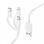 Cablu de date Hama 3-in-1 00187200, USB Tip A - Micro USB + USB Tip C + Lightning, 1m, White