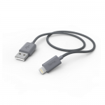 Cablu de date Hama 00187225, USB Tip A - Lightning, 1m, Grey