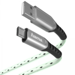 Cablu de date Hama Glow, USB Tip A - Micro USB, 1.5m, Green