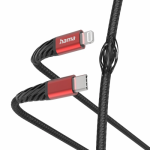 Cablu de date Hama Extreme 00201541, USB-C - Lightning, 1.5m, Black-Red