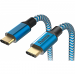 Cablu de date Hama Reflective, USB-C - USB-C, 1.5m, Blue