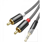 Cablu audio Ugreen 10512, 3.5mm jack male - 2x RCA male, 3m, Black