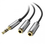 Cablu audio Ugreen AV123, 2x 3.5mm jack female - 3.5mm jack female, 0.2m, Black