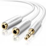 Cablu audio Ugreen AV123, 2x 3.5mm jack - 3.5mm jack, 0.20m, White