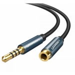 Cablu audio Ugreen AV118, 3.5mm jack male - 3.5mm jack female, 1m, Black-Blue