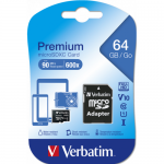 Memory Card microSDXC Verbatim Premium 64GB, Class 10, UHS-I U1, V10 + Adaptor SD