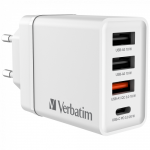 Incarcator retea Verbatim CHR-30EU2, 1x USB-C, 3x USB-A, White