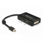 Adaptor Delock 62623, mini DisplayPort male - DisplayPort /HDMI/DVI female, 0.16m, Black
