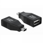 Adaptor Delock 65277, USB-A 2.0 - Mini USB male, Black