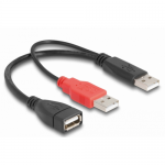 Cablu Delock 65306, 2x USB 2.0 male - 1x USB 2.0 female, 0.20m, Black