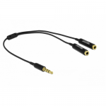 Cablu audio Delock 65575, 3.5mm jack - 2x 3.5mm jack female, 0.25m, Black