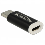 Adaptor Delock 65678, Micro USB-B female - USB-C male, Black