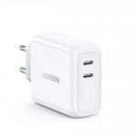 Incarcator retea Ugreen CD199, 2x USB-C, 3A, White