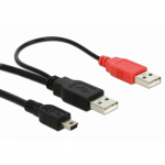 Cablu Delock 82447, 2x USB-A male - Mini USB, 1m, Black