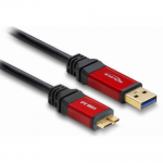 Cablu Delock 82763, USB 3.0 male - Micro USB-B male, 5m, Black-Red