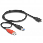 Cablu Delock 82909, USB-A 3.0 male + USB-A male - Micro USB-B male, 0.60m, Black
