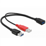 Cablu Delock 83176, USB 3.0 male - USB 3.0 male + USB 3.0 female, 0.30m, Black